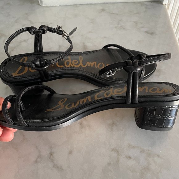 Sam Edelman Croc Leather Sandals - Picture 1 of 5
